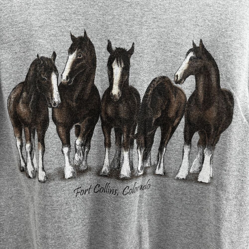 Vintage Ft Collins Colorado Shirt 2-Sided Clydesdale Horses 90s Budweiser Size M - Picture 4 of 5